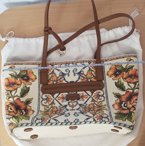 Brighton tote shoulder purse floral leather+coated canvas bella lucca - Picture 8 of 9